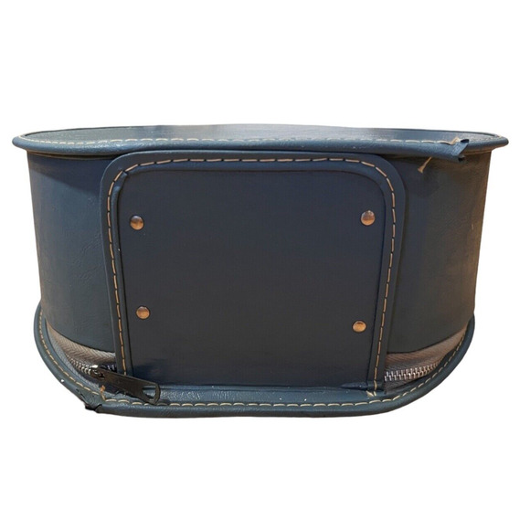 Vintage Suitcase Oval Train Case Carry On Bag Blue Mid-Century Egg Shape 1960's - Picture 14 of 14